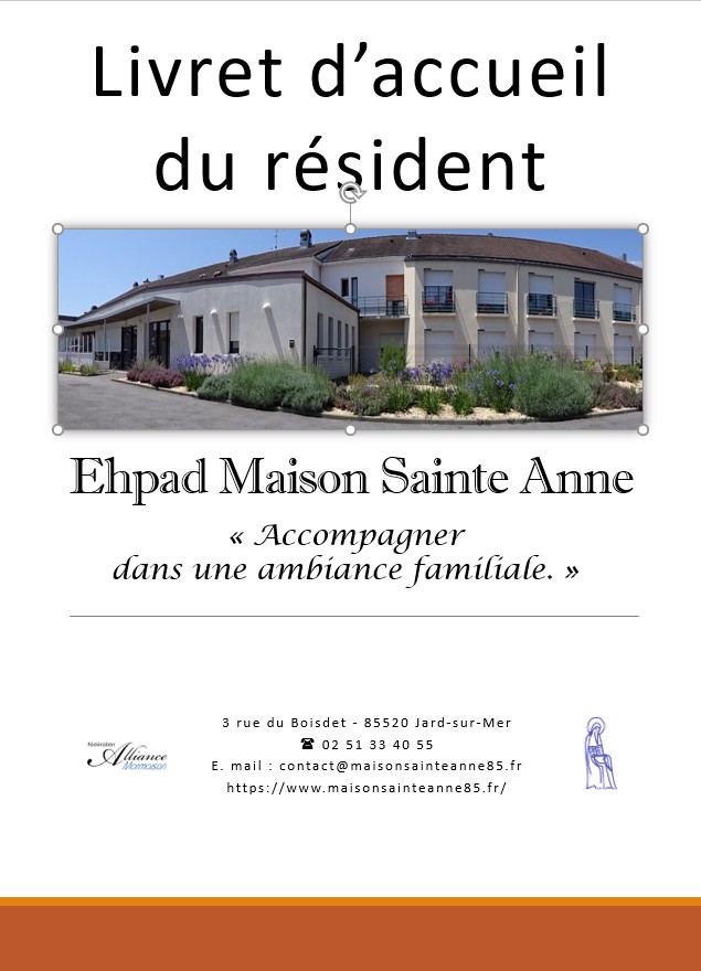 Livret D'accueil - EHPAD Maison Sainte Anne Jard Sur Mer